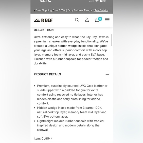 Reef Lay Day Dawn White Leather Sneakers - Picture 2 of 8